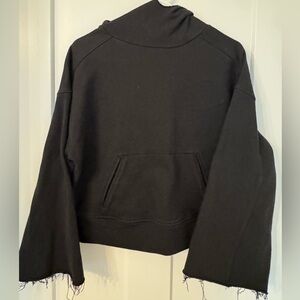ALO Yoga Black Frayed Hem Hoodie